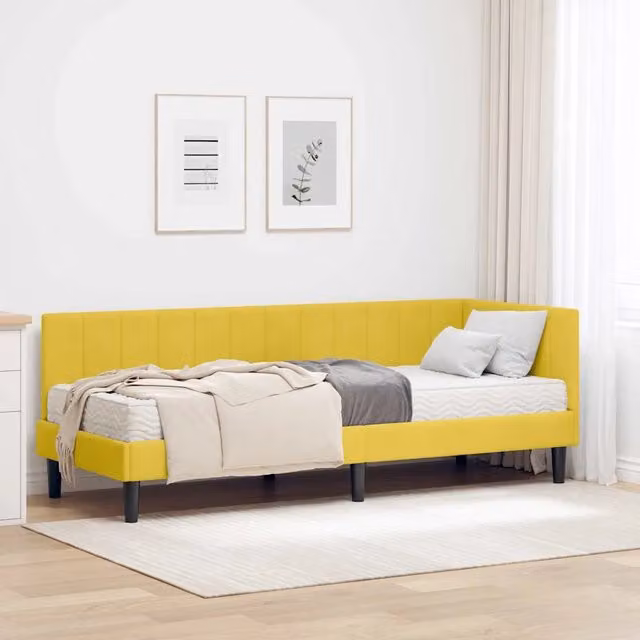 Struttura Letto Angolare con Materasso 2 pz Giallo 80 x 200 cm 3393884