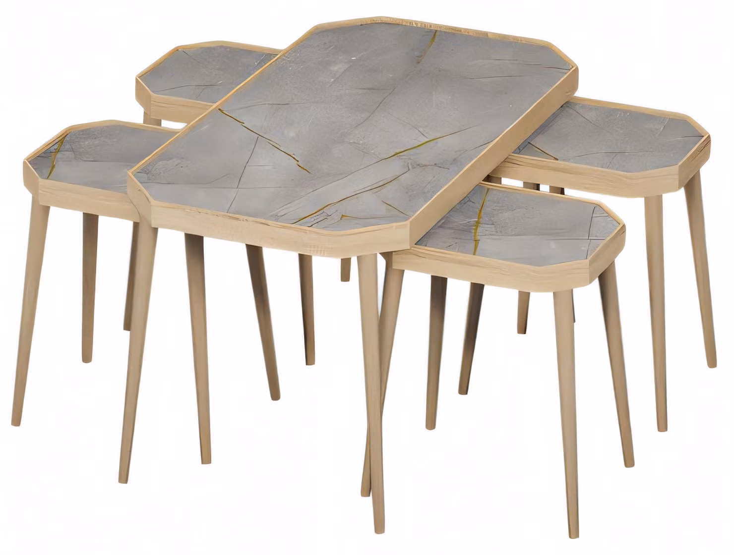 Grauer Holz Couchtisch mit Beistelltischen modernes Design