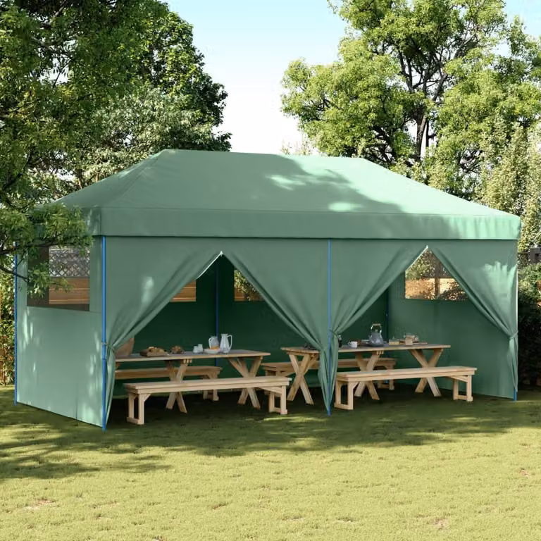 Maison Exclusive - Tenda da festa pieghevole pop-up con 4 pannelli laterali, verde