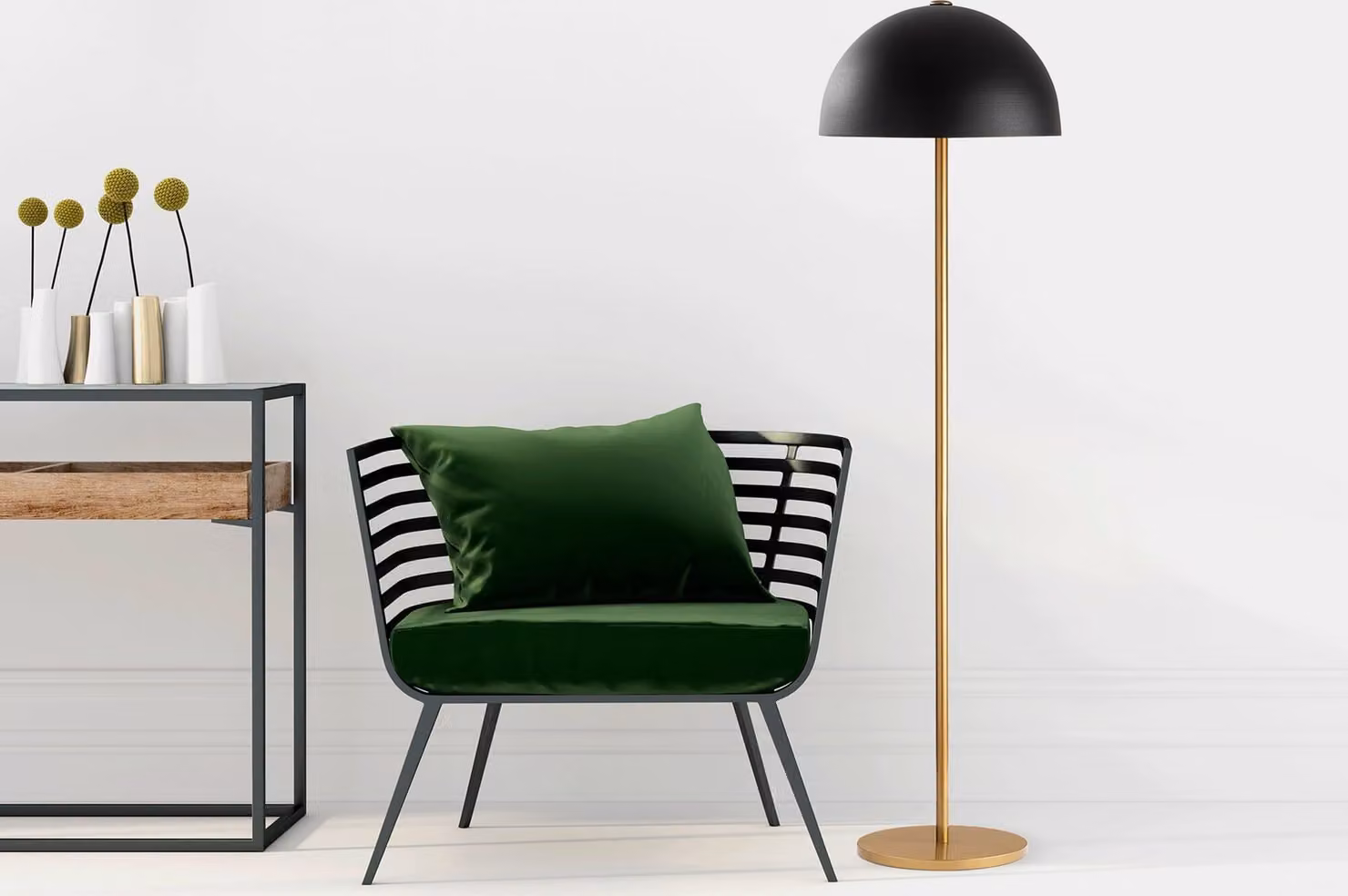 Opviq, Mixed- Mixed FLG, oro, lampade da terra, 40 x 40 x 154 cm, corpo in metallo