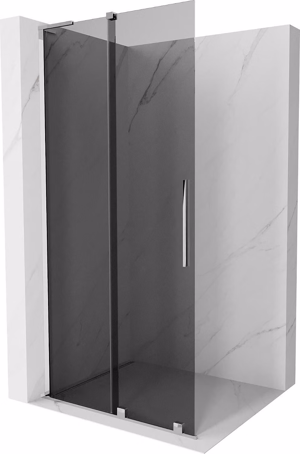 Mexen Velar L parete doccia scorrevole Walk-in 100 x 200 cm, grafite 8 mm, cromato - 871-100-003-43-01