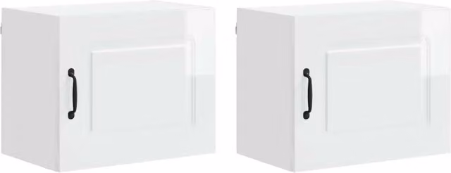 Set di 2 pensili da cucina e soggiorno HELLOSHOP26 bianchi lucidi in legno composito L 50 cm x P 31 cm x H 40 cm