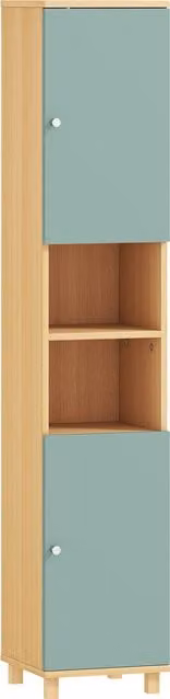 Mobiletto da bagno HOMCOM verde con 2 ante, 2 scomparti aperti e ripiani regolabili, L/P/H: 30 x 30 x 166 cm