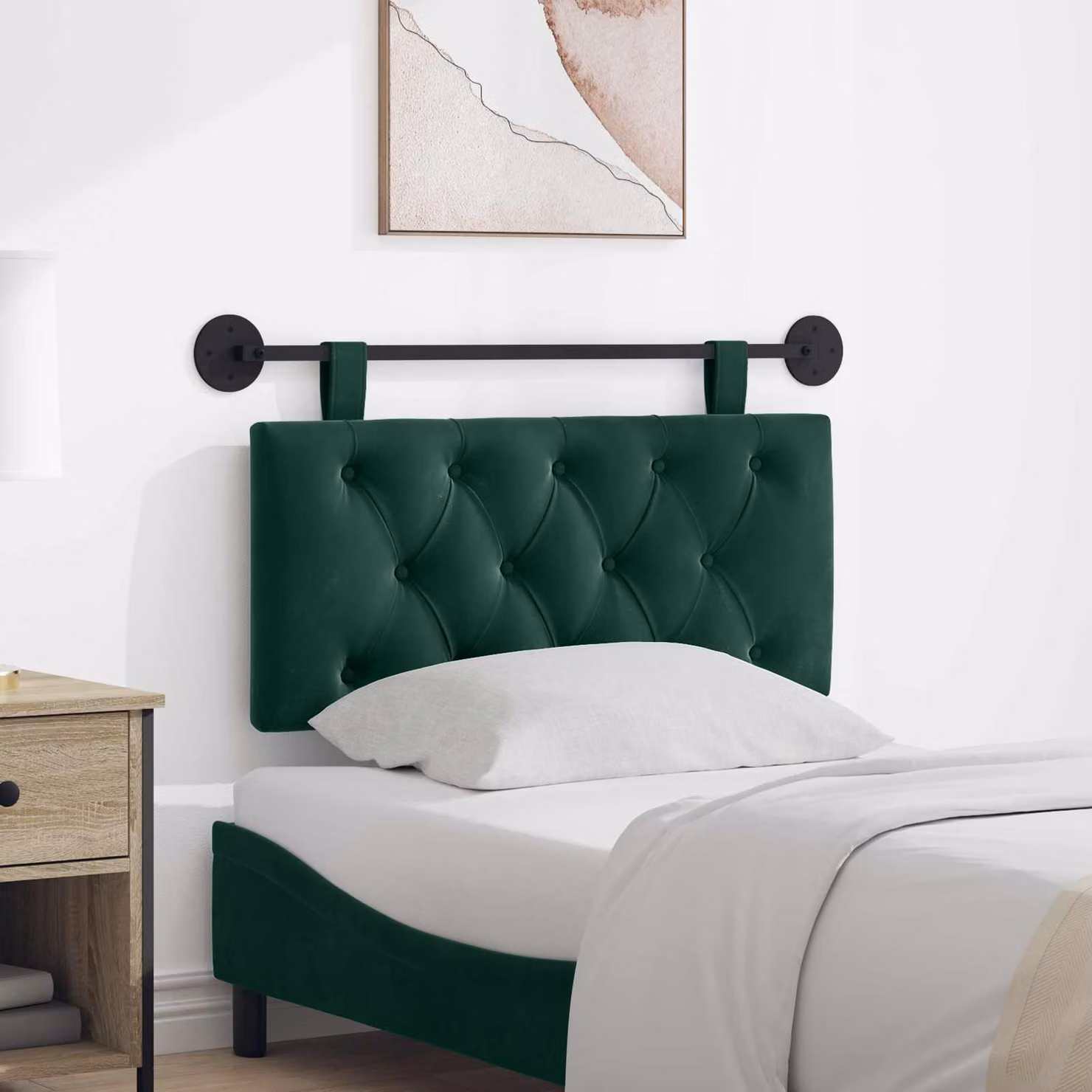 Testiera sospesa vidaXL in velluto verde con illuminazione integrata