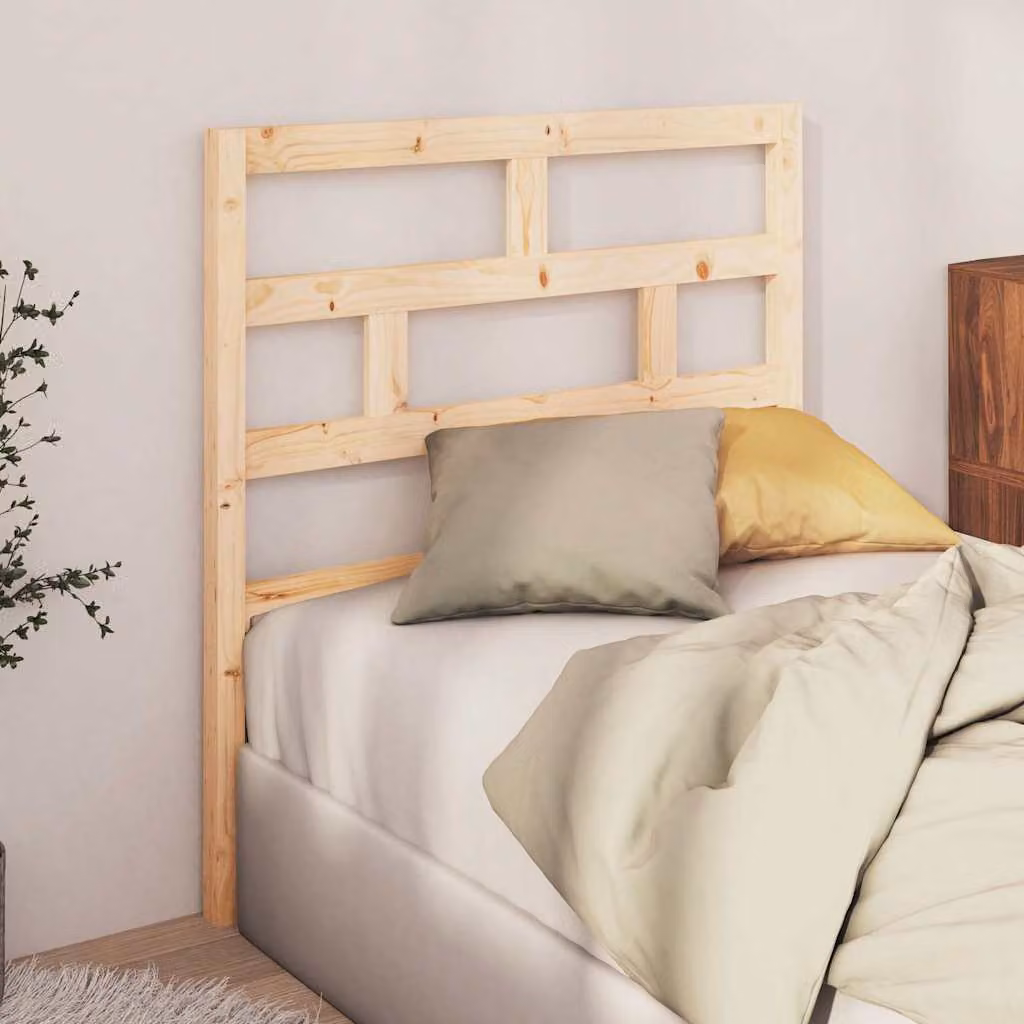 Testiera per letto vidaXL in legno massello di pino marrone, stile rustico, L: 100 cm, H: 81 cm, P: 4 cm
