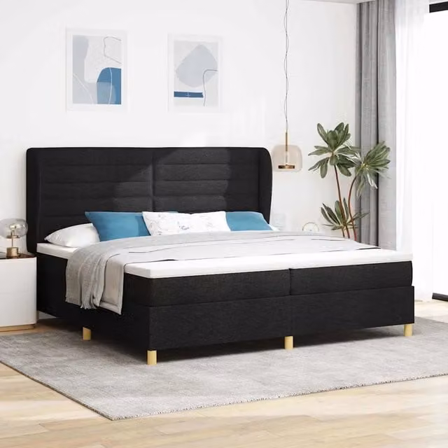 Letto a molle con materasso Nero 200 x 200 cm Tessuto 3340713