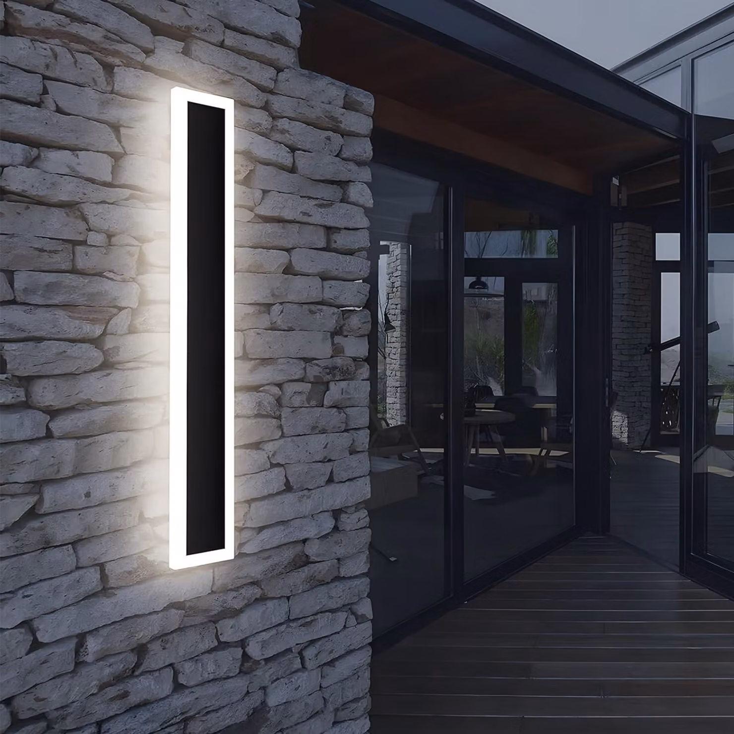 Lampada da parete esterna a LED, 40 cm, 8W, grado di protezione IP65, luce bianca fredda 6000K, colore nero