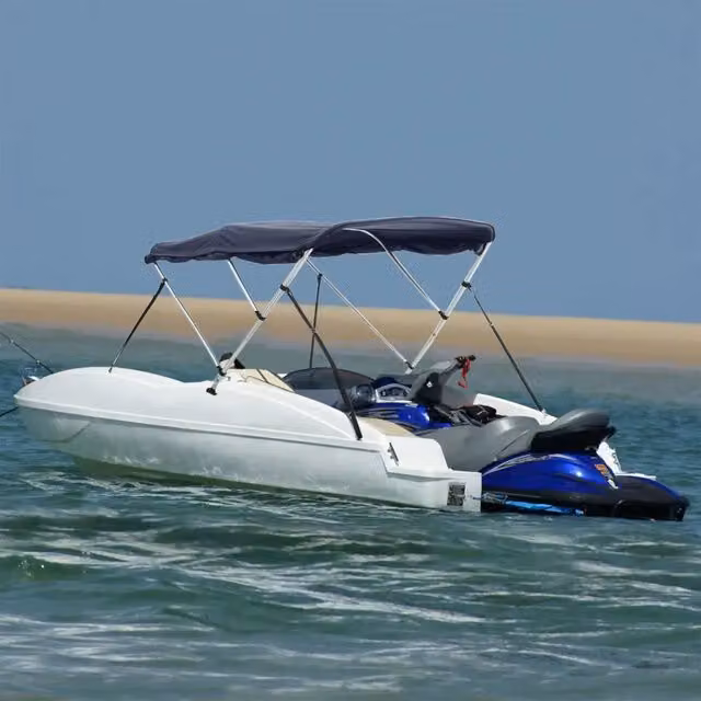 Bimini di Prua con Pareti Laterali a 3 Archi blu vidaxl L: 183 cm, P: 154-167 cm, H: 137 cm
