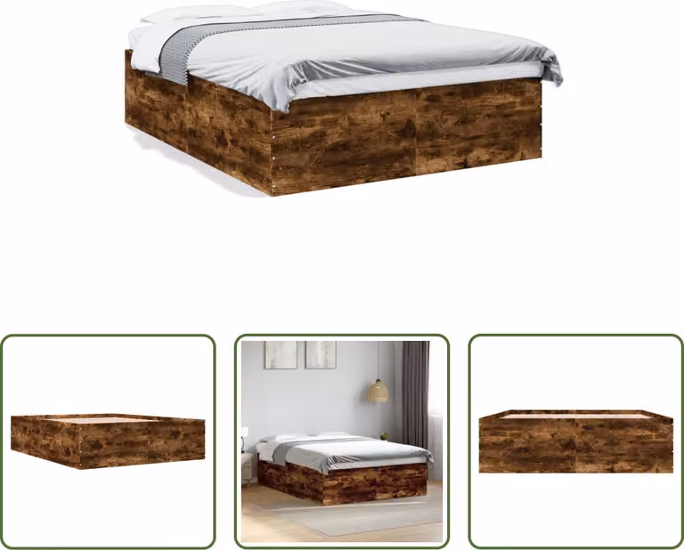 The Living Store struttura letto in rovere fumé 150x200 cm materiale a base di legno