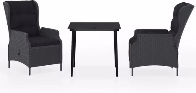 Set da pranzo da giardino Outsunny in acciaio verniciato grigio scuro e vetro, composto da 3 pezzi con tavolo quadrato e sedie per esterni