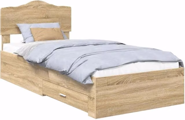 Letto singolo | Letto per adulti | Struttura del letto Rovere Sonoma 90 x 200 cm Legno multistrato