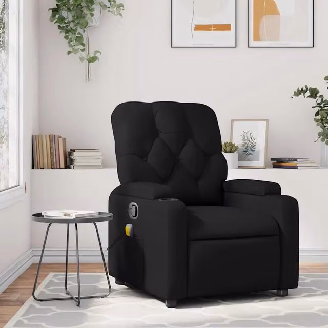 Poltrona reclinabile relax vidaXL in similpelle nera con braccioli e regolazione manuale – 1