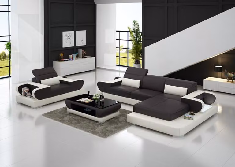 Design XXL Big Sofa Ecksofa mit USB Ledersofa Couch Polster Ecke Wohnlandschaft