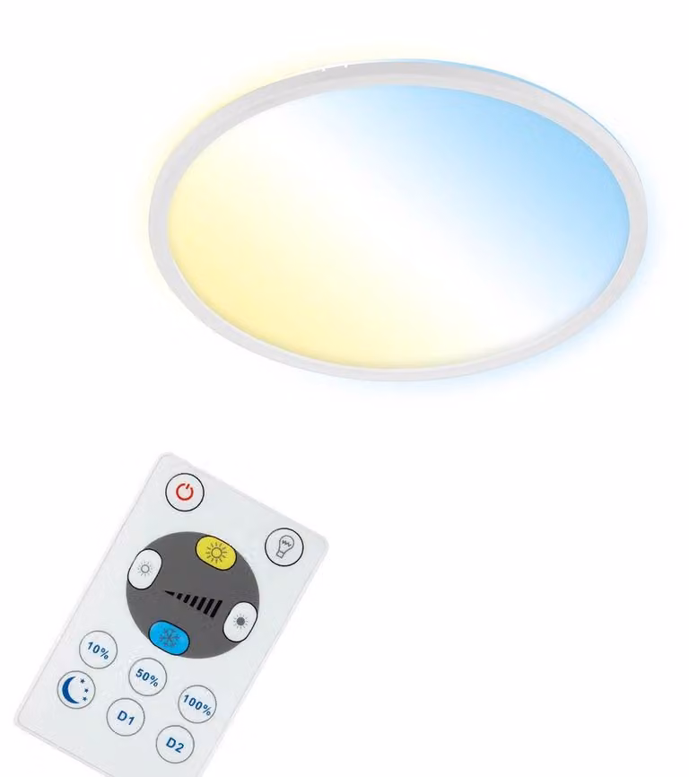 BRILONER - Lampada da soffitto Smart LED, lampada da soggiorno rotonda WiFi, effetto retroilluminazione, controllo della temperatura del colore, lampada da soffitto dimmerabile con telecomando, controllo vocale, pannello LED ultra piatto, b
