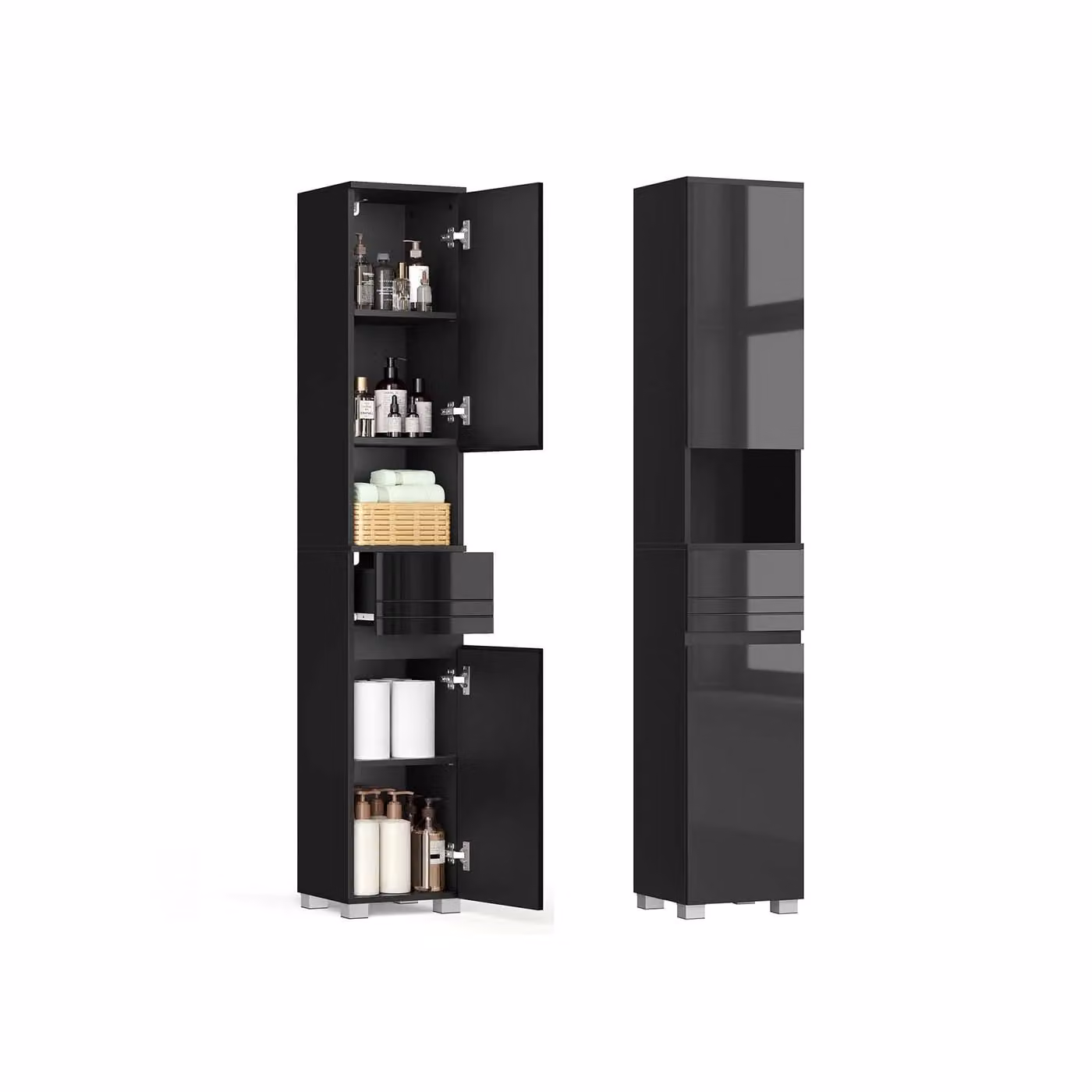 Mobile da Bagno, Nero Inchiostro / 30 x 30 x 170 cm