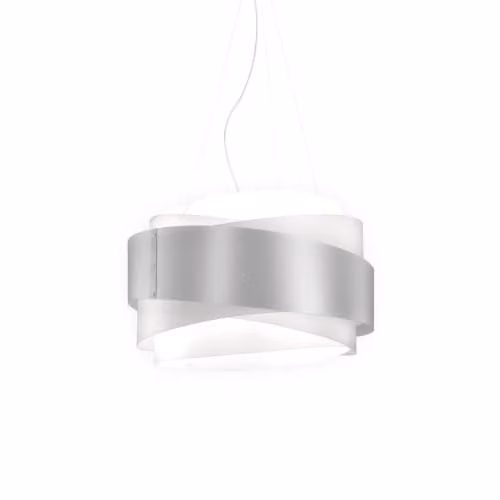 Lampadario Moderno Polilux ® Argento E Metallo Cromo 5 Luci E27 D80Cm