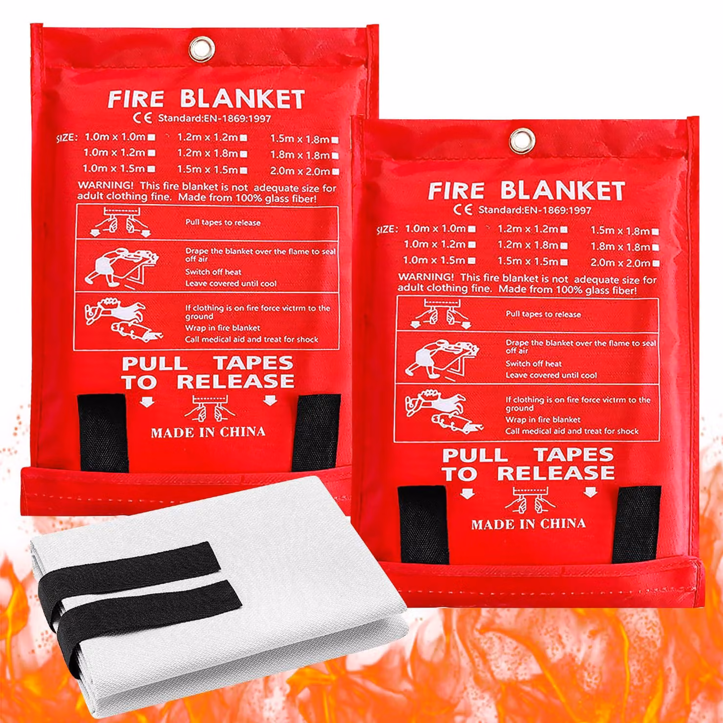 Coperta ignifuga, 2 pezzi, 1,2 m x 1,2 m, resistente al calore fino a 550°C