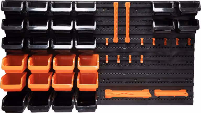 Parete attrezzi BLACK+DECKER con vani portaoggetti e appendiabiti