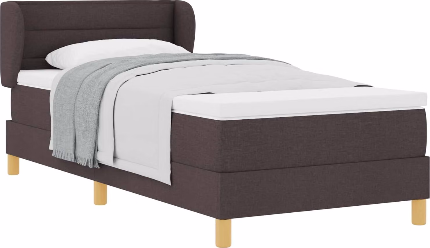 Letto a molle con materasso Marrone Scuro 90 x 190 cm Tessuto
