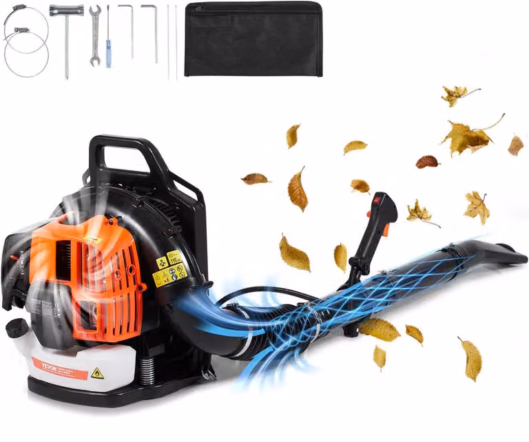Zaino a spalla per decespugliatore - 62 cc, motore a 2 tempi - 1110 CFM (volume d'aria) - Velocità di 350 km/h - 6500 giri/min