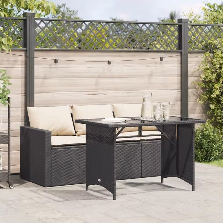Maison Exclusive - Set da pranzo da giardino 2 pezzi con cuscini in polyrattan nero