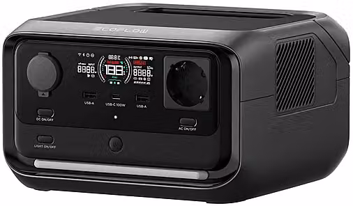 Stazione di Alimentazione Portatile EcoFlow River 3 Plus 286Wh con Batteria LiFePO4, Colore Nero e Grigio