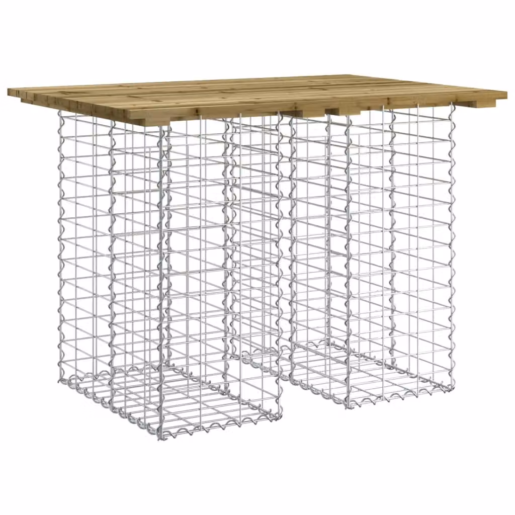 Tavolo da giardino in gabbione design 100x70x72 cm in legno di pino impregnato