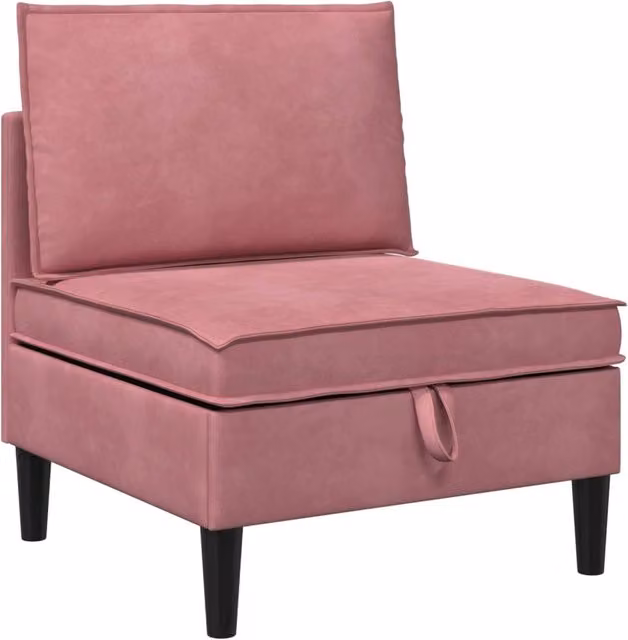 Divano moderno da soggiorno in velluto rosa con spazio di archiviazione e struttura imbottita – 1