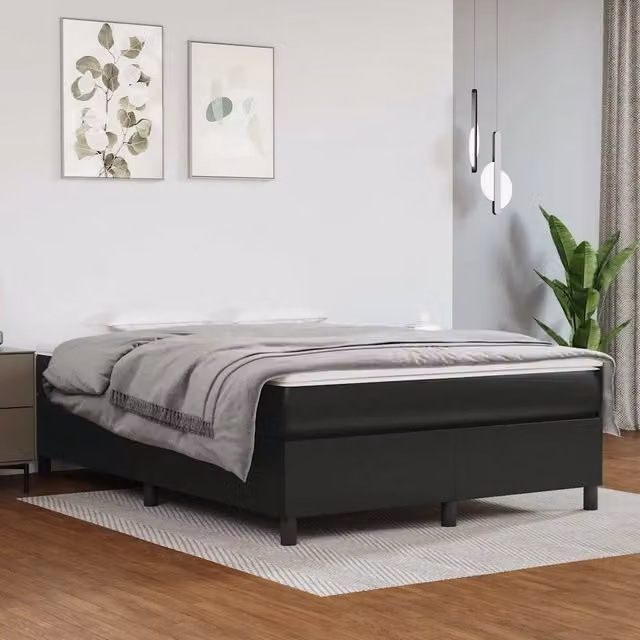 Struttura Letto a Rete a Molle Nero 140x200 cm in Similpelle
