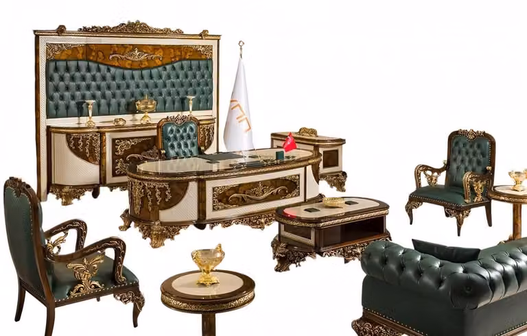 Arbeitszimmer Möbel Office Büroeinrichtung Tisch Sessel Sofa Sideboard 9tlg