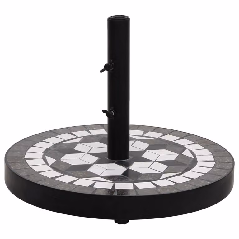 vidaXL Supporto per ombrellone bianco e nero rotondo 12 kg