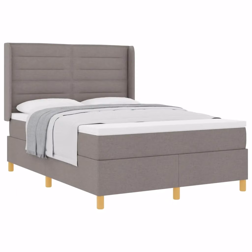 Letto a molle con testiera Talpa vidaXL in tessuto beige o grigio L/P: 140 x 190 cm – 2
