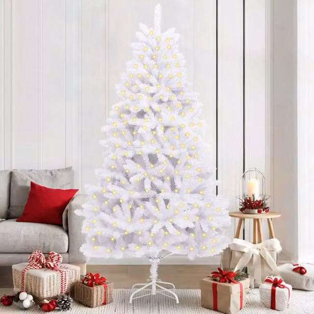 Albero di Natale artificiale bianco vidaXL in PVC e metallo, Altezza: 210 cm