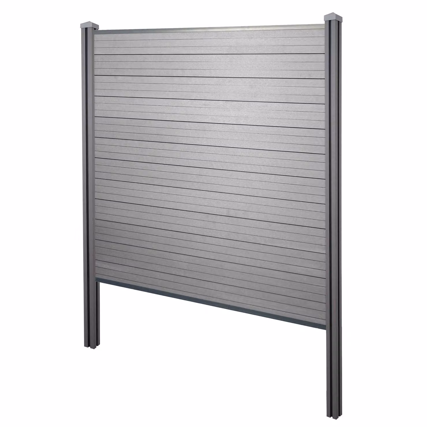 Schermatura in WPC Savoie, recinzione frangivento, pali in WPC da cementare ~ Elemento di base, 195 cm, grigio