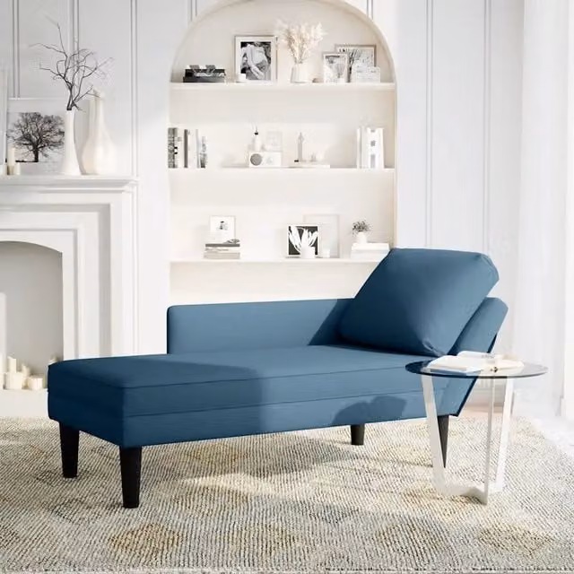 Sdraio con Cuscino e Bracciolo Destro in Velluto Blu CFW8233790