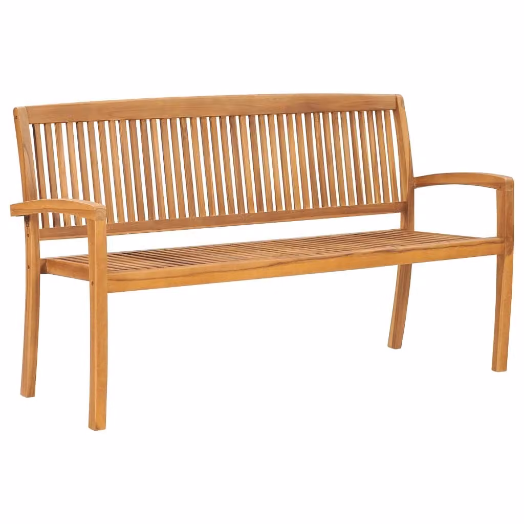 Panca da giardino impilabile con cuscino 159 cm in teak massiccio