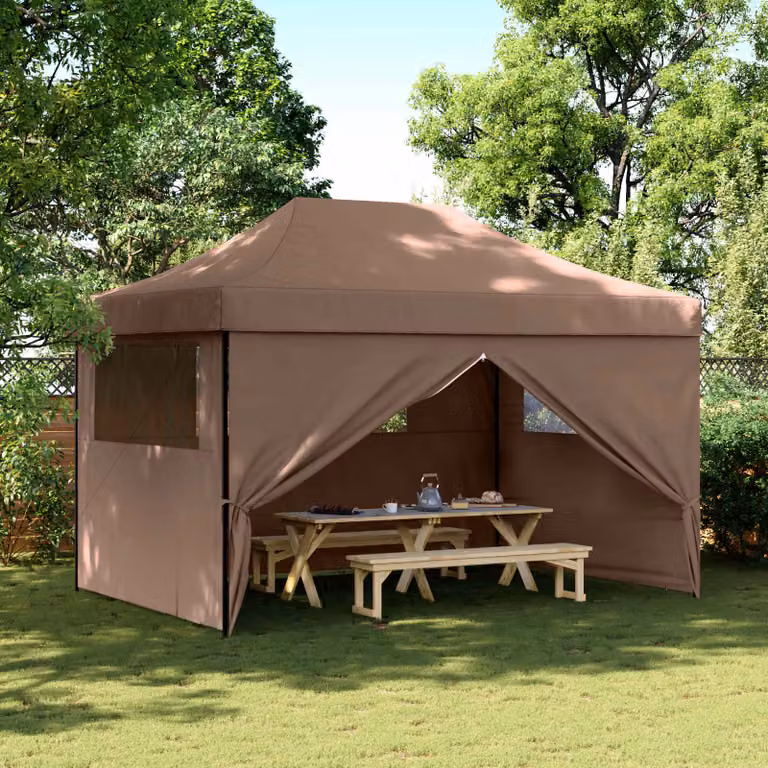 Tenda Party vidaXL in tessuto Oxford marrone, L 279 x P 410 x H 315 cm