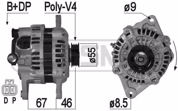 ERA 209310A Alternatore 80 A 14 V per MAZDA MX-5 II (NB) 323 F VI (BJ) PREMACY (CP) 626 V Hatchback (GF) 626 V (GF) FAMILIA VI (BJ)