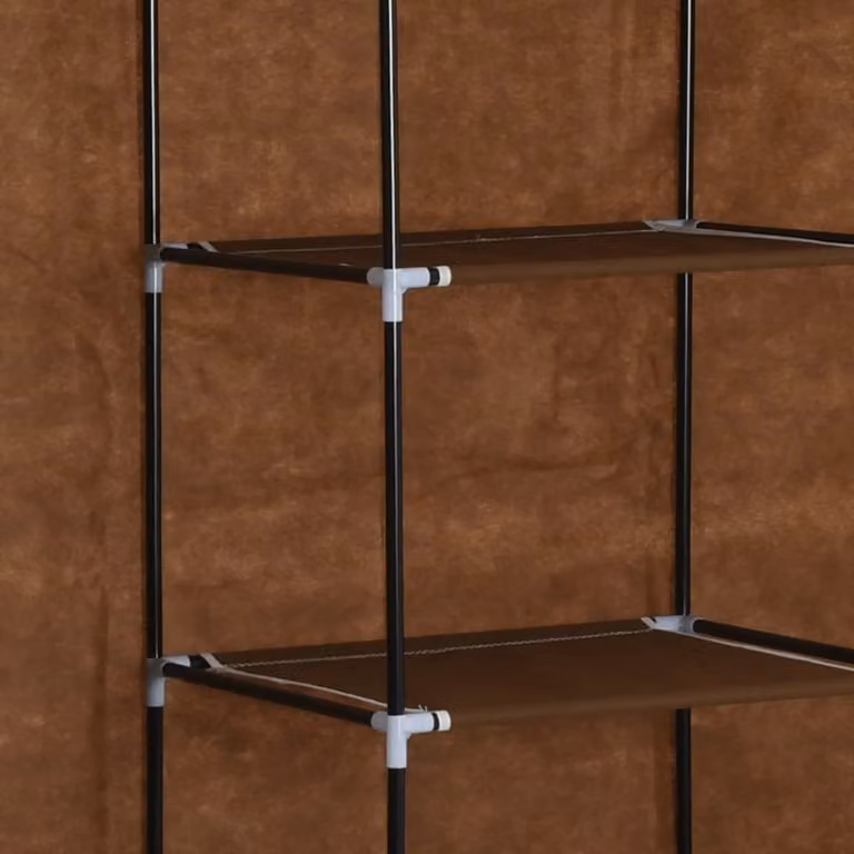 vidaXL Armadio con ripiani e aste Marrone 150x45x175cm Tessuto