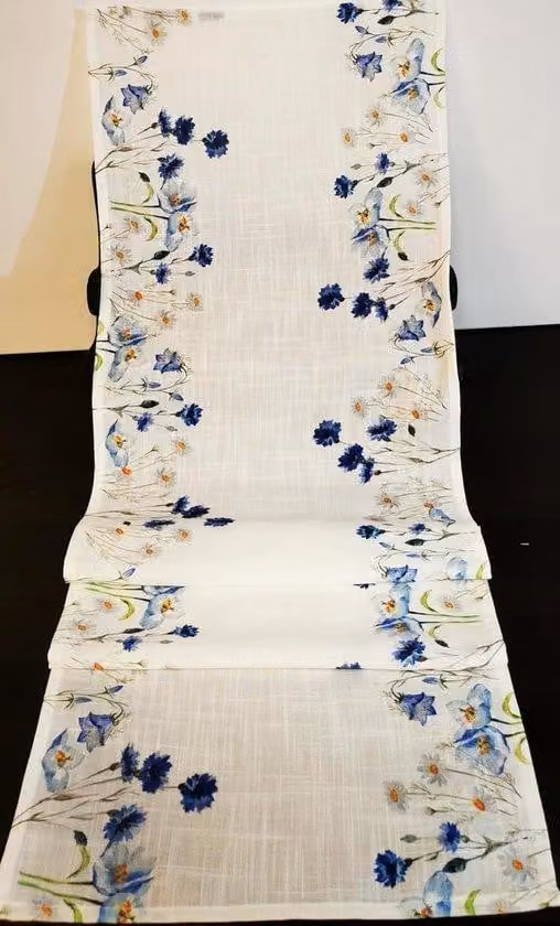 Decorazione da tavola con fiori - bianca - 1 pezzo - 100% poliestere - 40 x 150 cm