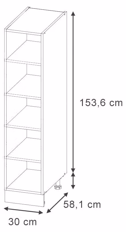 Scaffale da cucina Vicco Rovere dorato 30 cm senza piano di lavoro, Model 63256