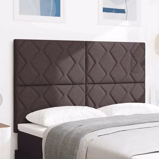 Testiera con LED e porta di ricarica USB vidaXL in tessuto marrone, Larghezza: 160 cm