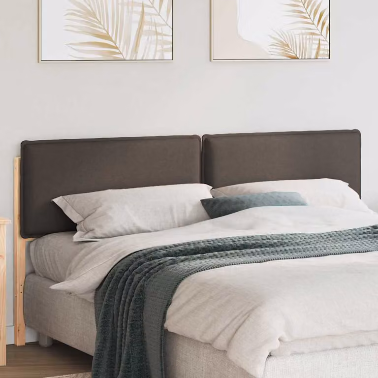 vidaXL Testiera imbottita moderna in tessuto grigio con struttura in legno di pino, L: 205,5 cm