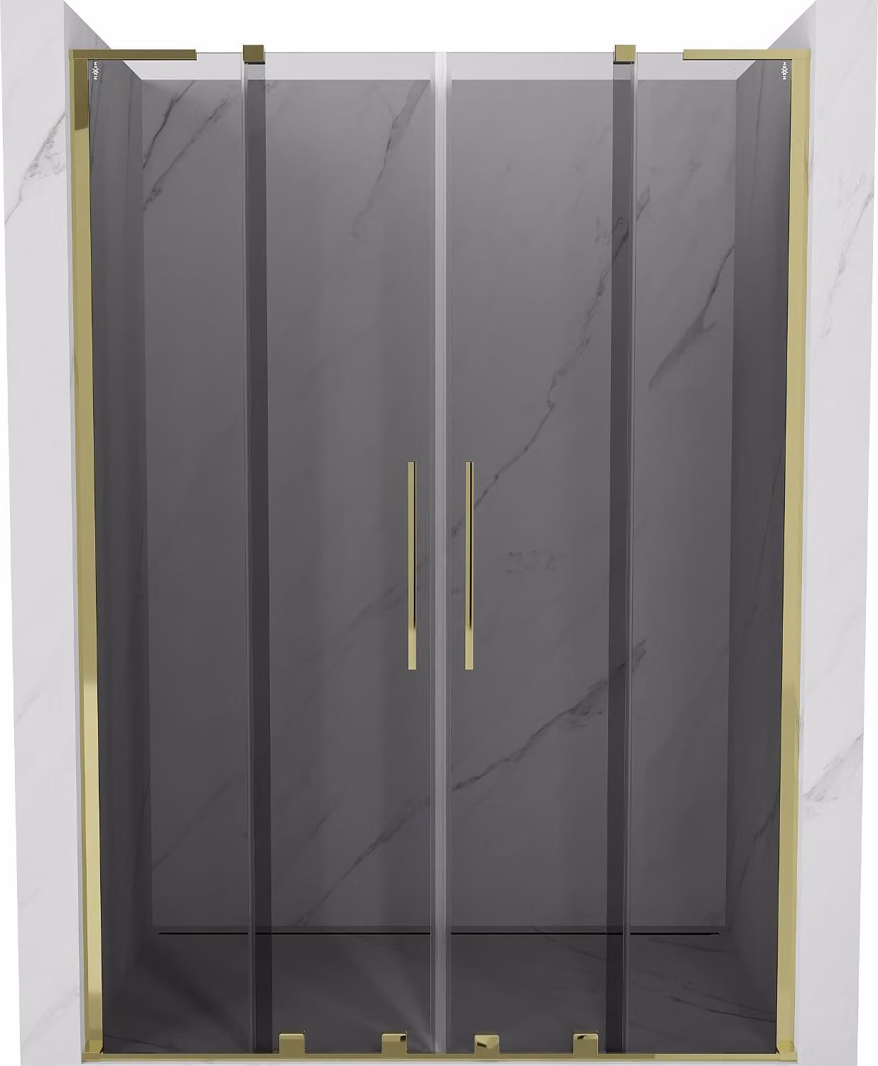 Mexen Velar L Duo porte doccia scorrevoli 140 cm, grafite, oro - 871-140-003-42-50