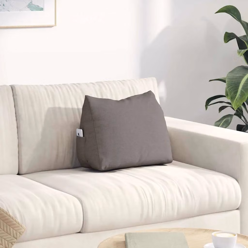 Cuscino a cuneo per schiena vidaXL con rivestimento rimovibile in poliestere, disponibile in beige o grigio, L 45 x P 20 x H 35 cm