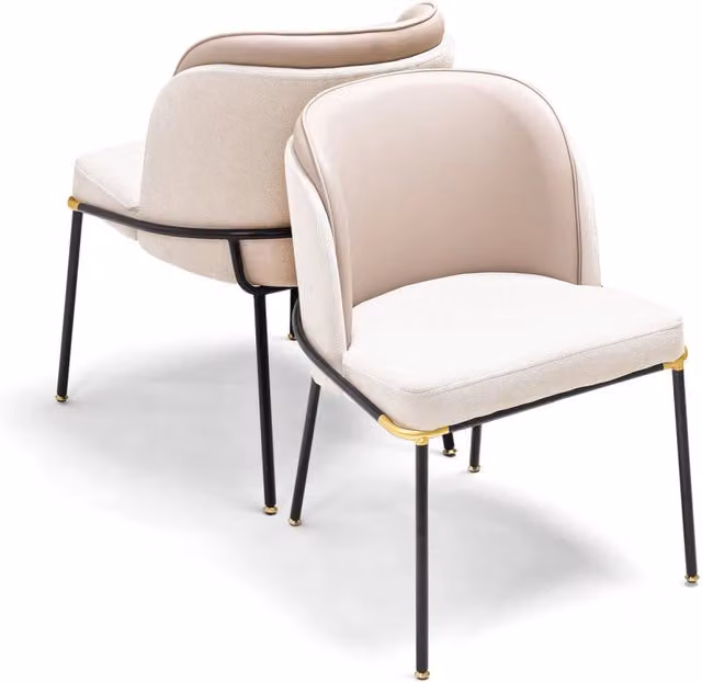 Coppia di poltroncine di design Frankystar in stile vintage con finitura beige, nero e oro per il tuo living room