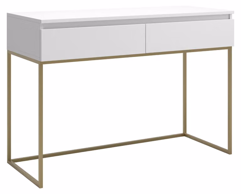 Selsey Bemmi - Tavolino da toilette Desk, bianco con struttura in metallo dorato, 120 cm