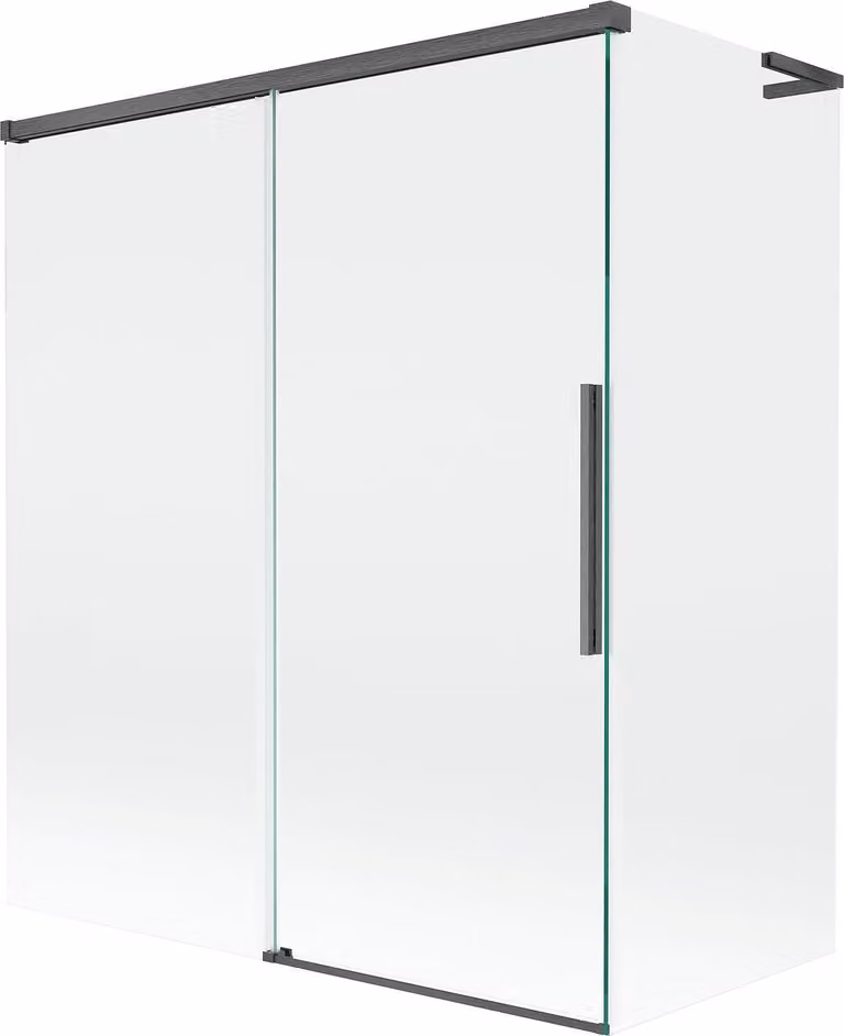 Mexen Rox L paravento da vasca da bagno 2 ante scorrevoli 140 + 70 x 150 cm, trasparente, grigio canna spazzolato
