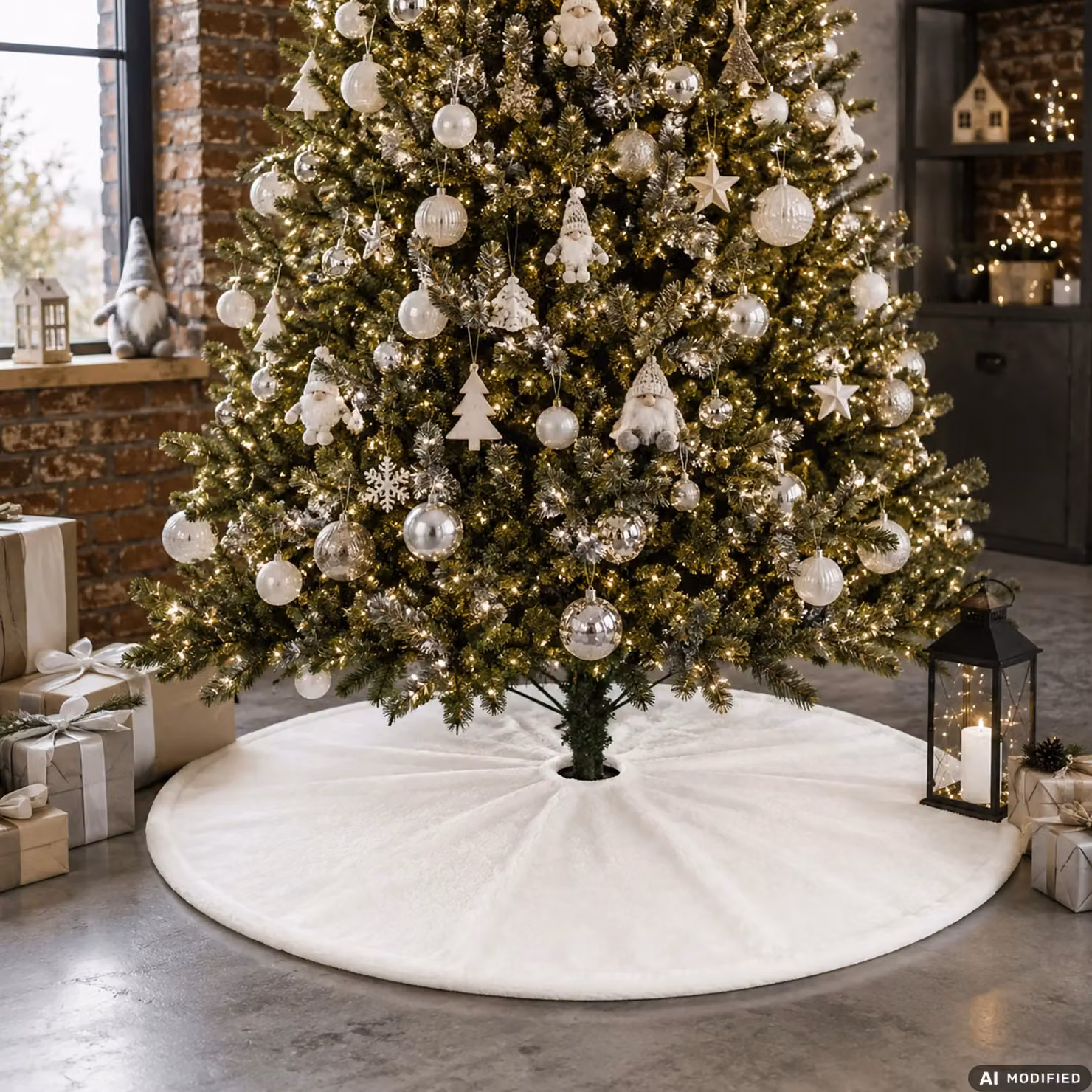 Copribase per albero di Natale Vestiamo Casa Gran Natale Bianco Effetto Peluche Diametro: 120 cm – 2