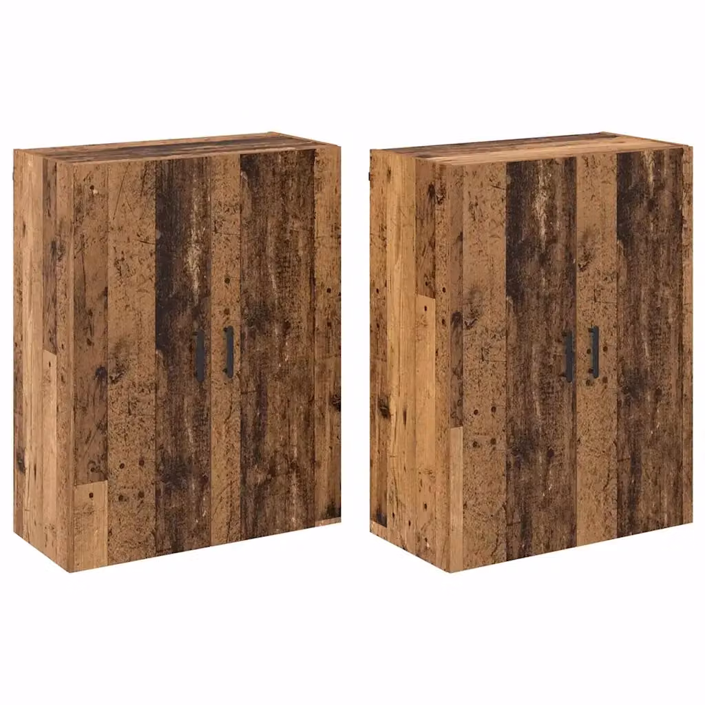 Set di 2 Mobiletti a muro vidaXL in legno effetto legno vecchio marrone L: 69,5 cm, P: 34 cm, H: 90 cm – 2